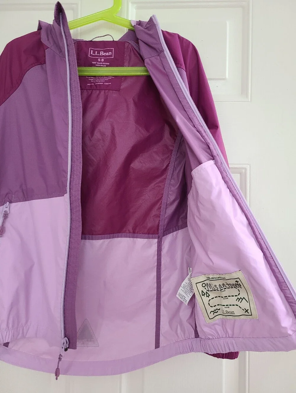 L.L. Bean Girls Wind and Rain Jacket Size Small 8 Purple Waterproof